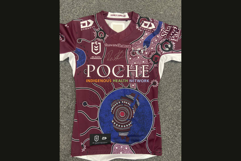 Reuben Garrick’s player-issued and personally signed Manly Warringah Sea Eagles 2020 Indigenous Jersey0