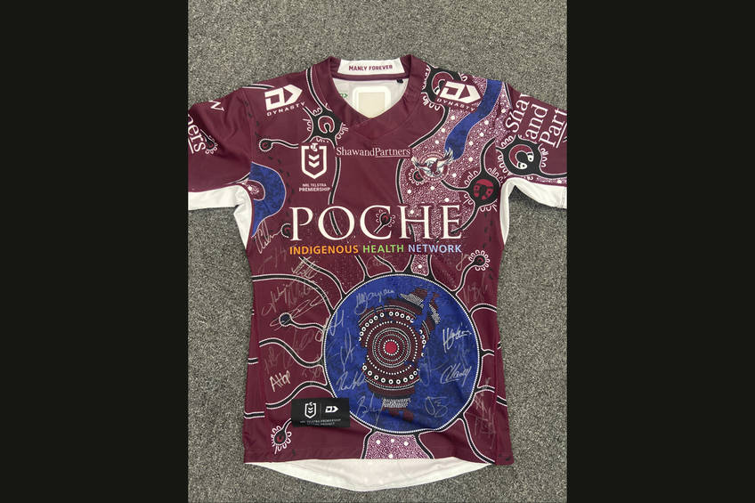 Personally signed Manly Warringah Sea Eagles 2020 Indigenous Jersey, signed by the 2020 Playing Squad0