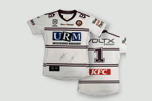 Tom Trbojevic (Captain) #1 2026 Sea Eagles Match Worn Jersey Signed by Tom Trbojevic & Jake Trbojevic (Co-Captain)0